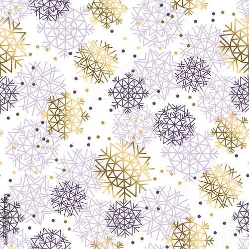 Gold and violet snowflakes ...