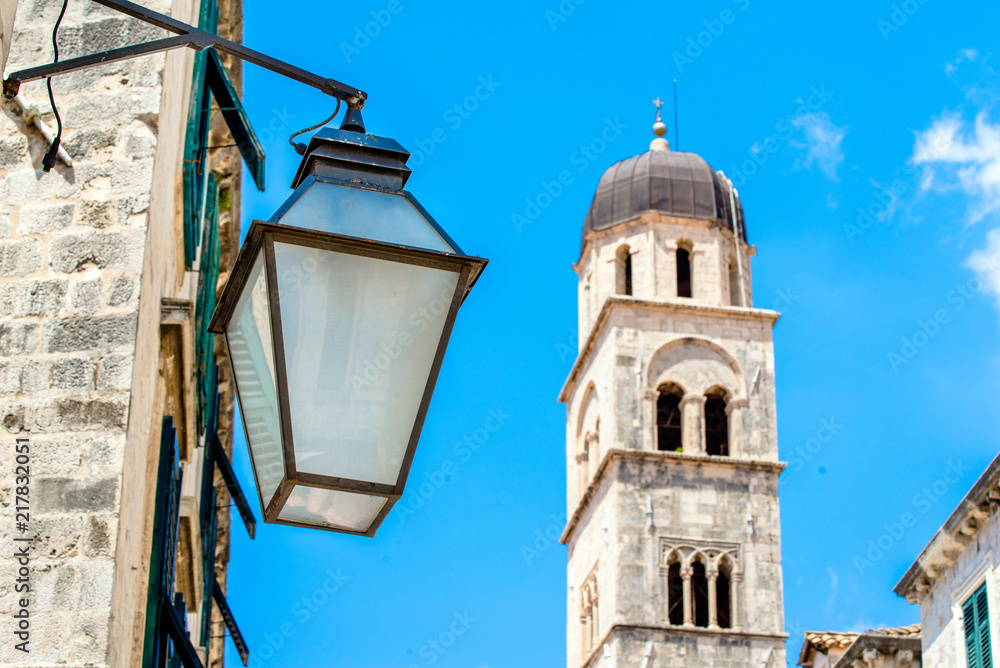 night lamp in the old town of Dubrovnik,Croatia.