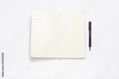 White notebook minimal image on white table