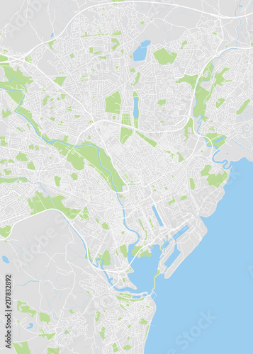 Detailed vector color map of Cardiff