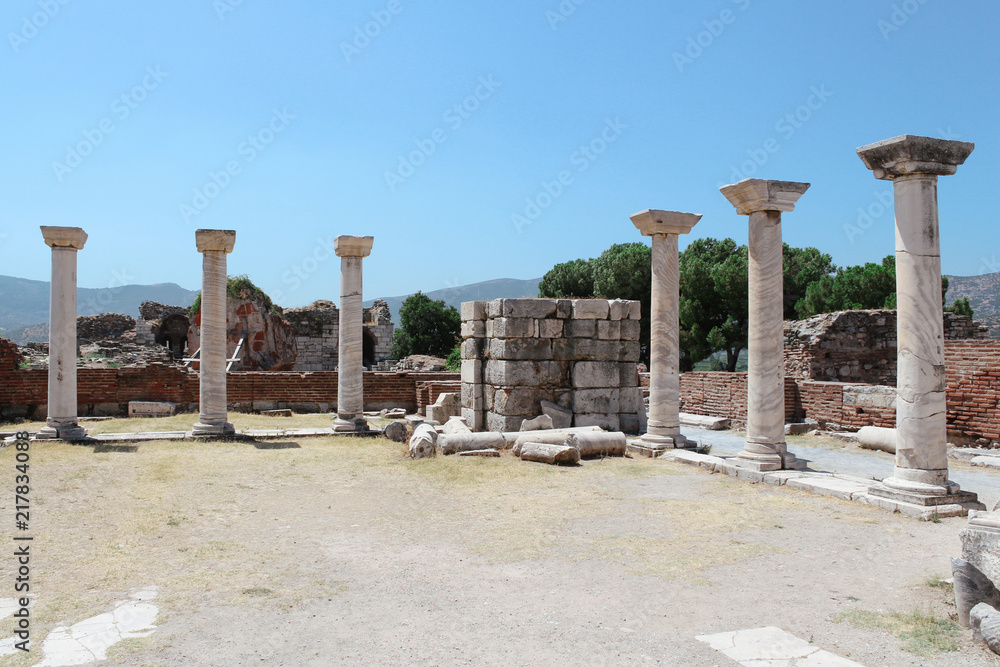 Ruins of st. Johns Basilica at Ayasuluk Hill in Selcuk, Turkey