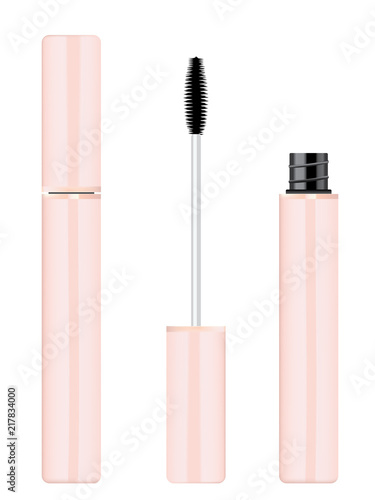 Rose gold mascara tube with brush