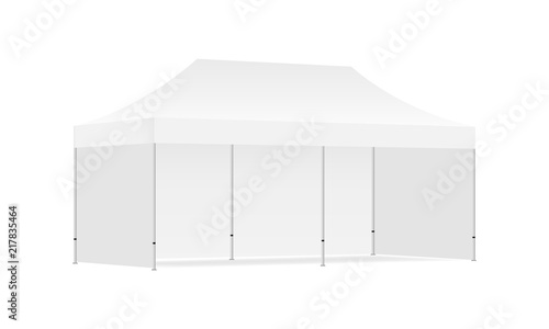Rectangular display tent mockup - half side view. Vector illustration