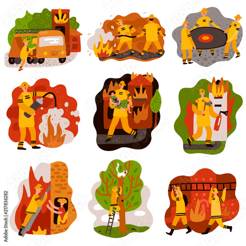 Fire Fighting Flat Compositions Set