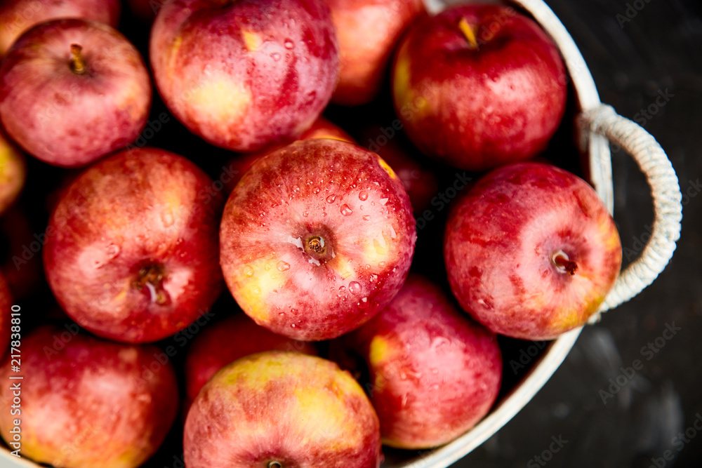 Fresh organic red apples in a basket Fresh organic red apples in a basket