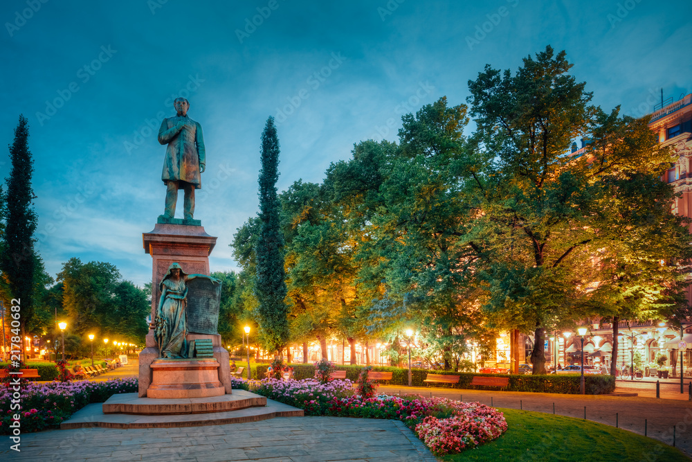 Esplanade Park. Statue Of Johan Ludvig Runeberg in Helsinki, Finland