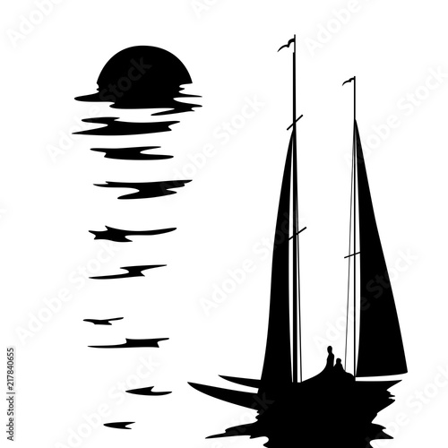 sailing boat at sunset or sunrise
