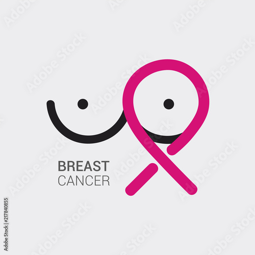 breast cancer logo. Message for women to keep their health, visit doctor regularly. Medical vector design. logo icon banner poster advertising booklet in clinic. for World Cancer Day. Vector isolated