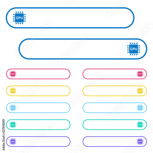 Graphics processing unit icons in rounded color menu buttons