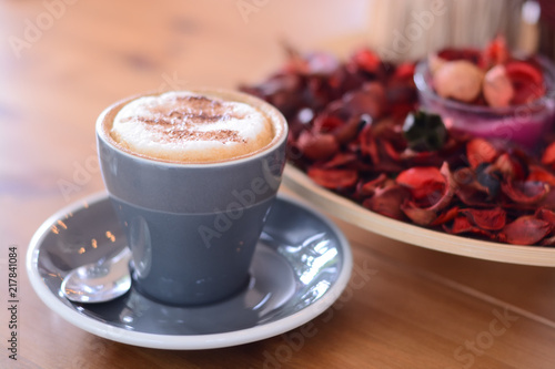 cappuccino coffee on table photo