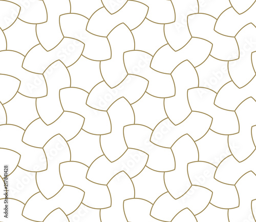 Modern simple geometric vector seamless pattern with gold line texture on white background. Light abstract wallpaper  bright tile backdrop.
