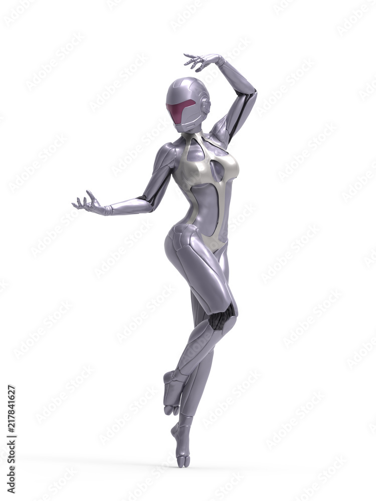 Robotic Cyber Woman is posing 3D Rendering Robotic Cyber Woman is posing 3D Rendering
