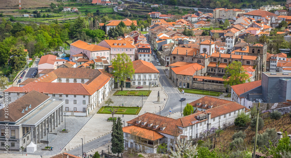 Central square in the historical town of Lamego, Portugal