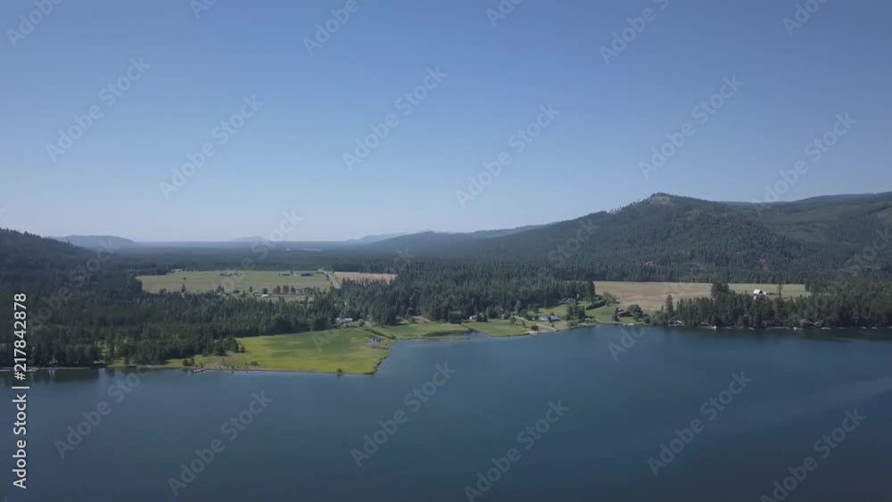 Aerial View of River and Foothills Panning Left Pend Oreille River Idaho Aerial View of River and Foothills Panning Left Pend Oreille River Idaho