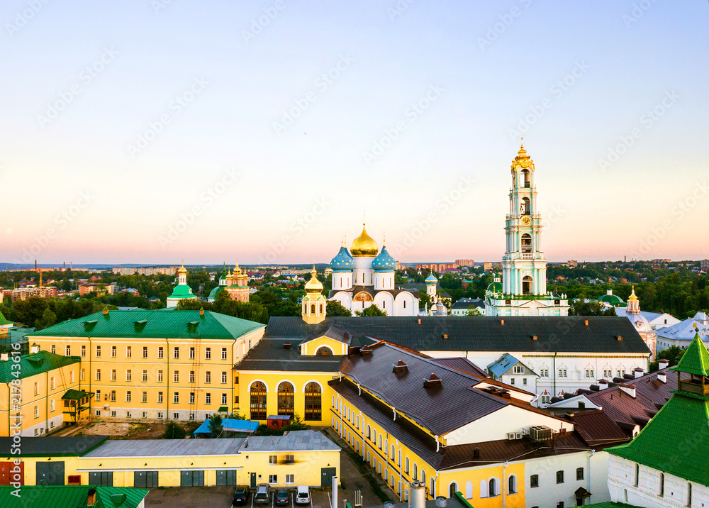 Aerial view of Trinity Lavra of St. Sergius - a Russian monastery in Sergiyev Posad, Russia