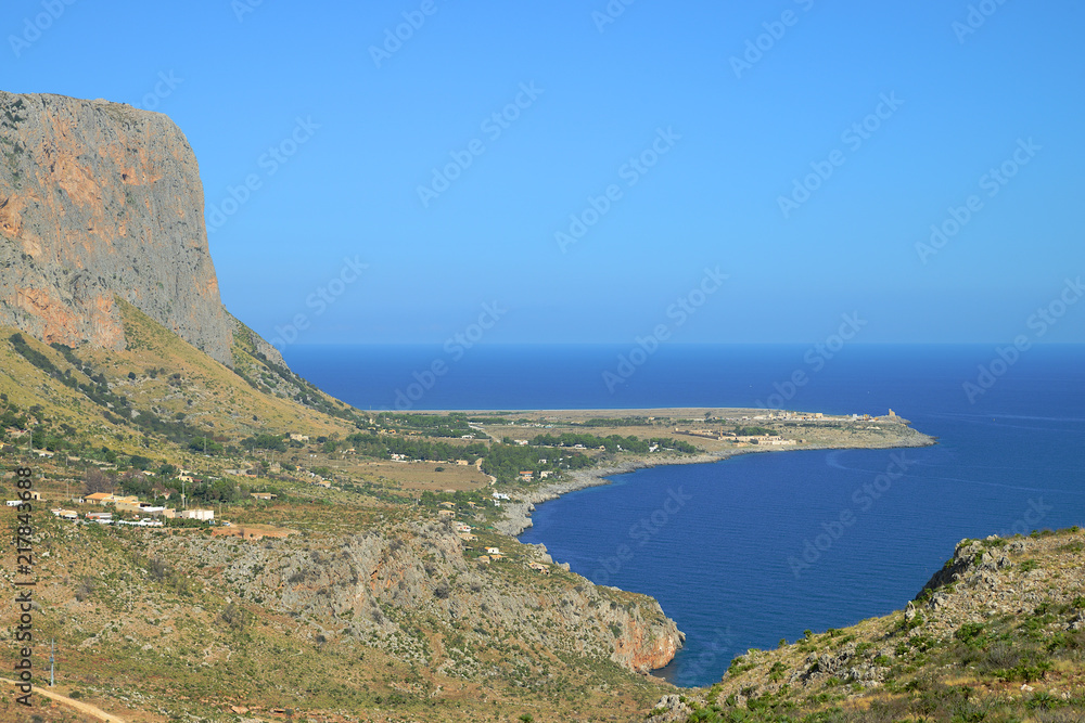 Azure Tyrrhenian sea picturesque bay, San Vito Lo Capo region, Sicily, Italy