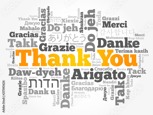 Thank You Word Cloud background  all languages  multilingual for education or thanksgiving day
