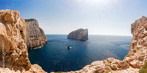 Panoramic view of the cliff of "Capo Caccia" in Sardinia, Italy.