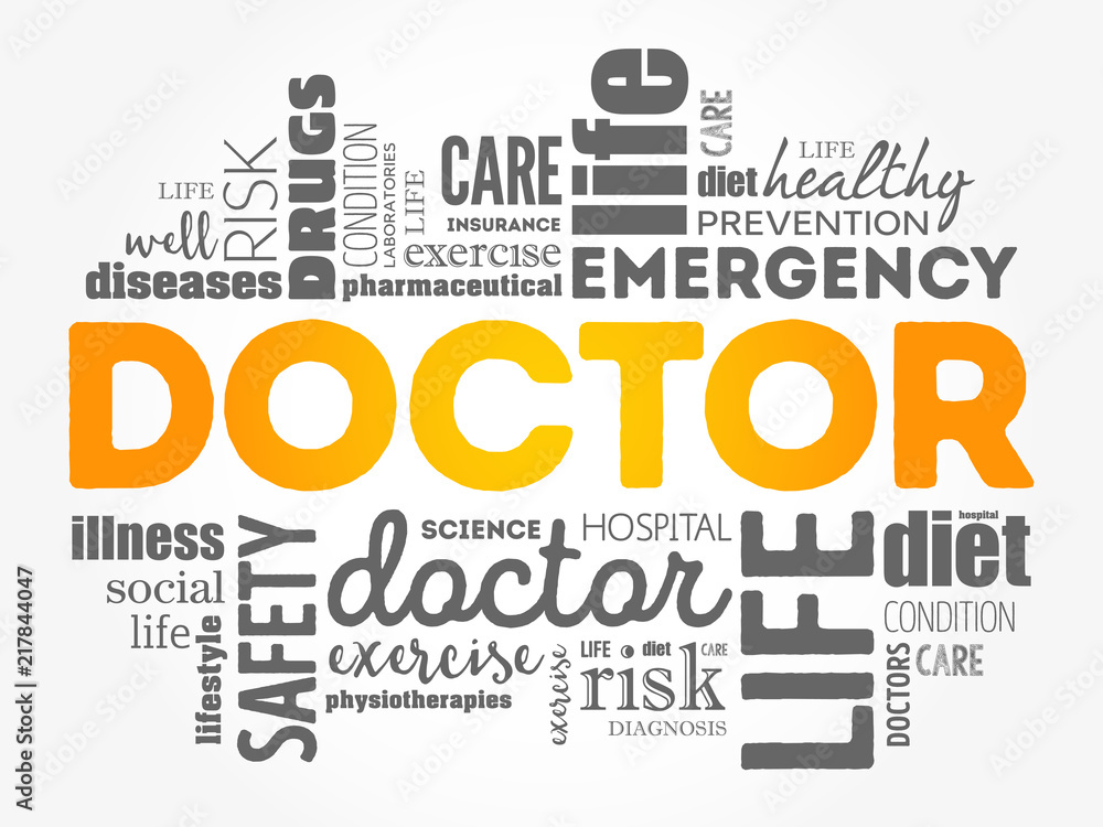 Doctor word cloud collage, healthcare concept background Doctor word cloud collage, healthcare concept background