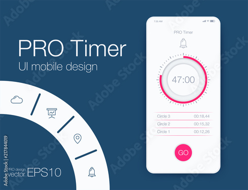 Timer application UI design concept stock vector
