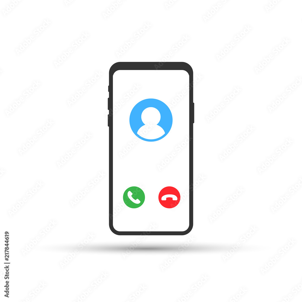 Incoming call. Smartphone with call screen. Vector illustration. Incoming call. Smartphone with call screen. Vector illustration.