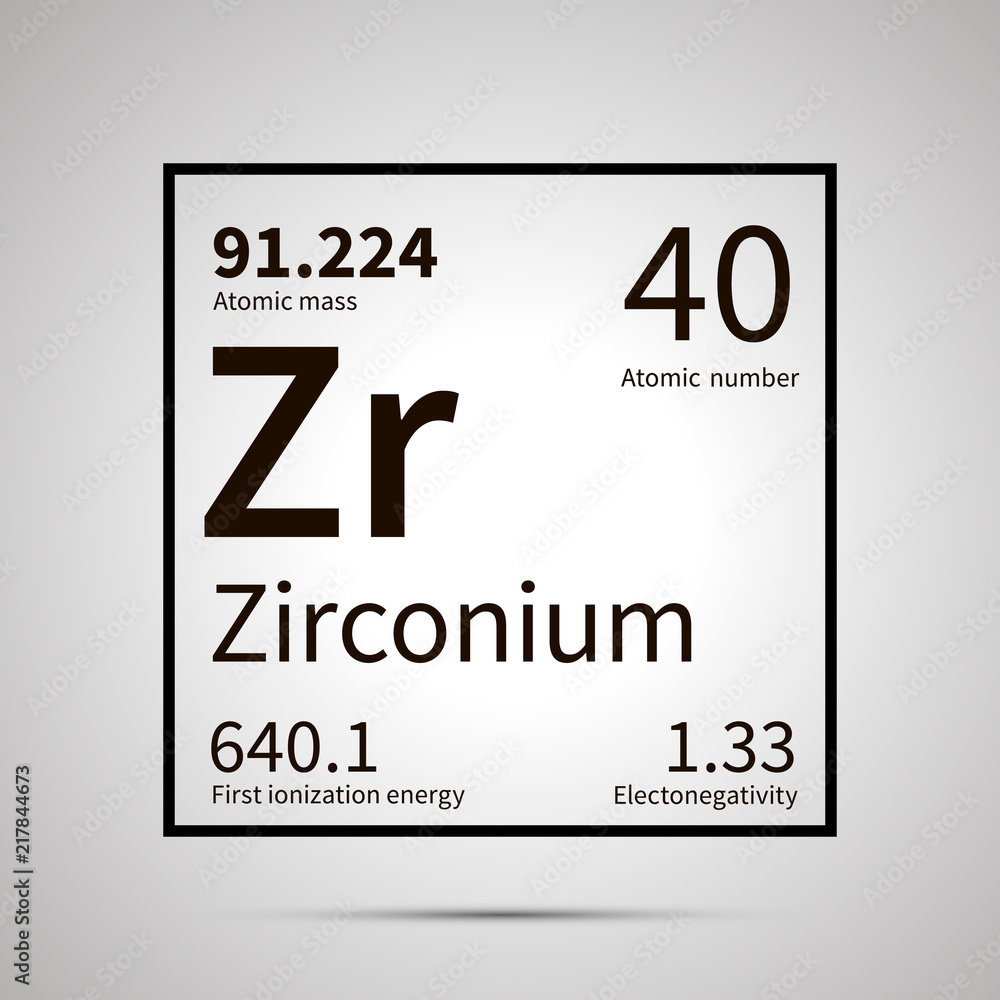 Zirconium chemical element with first ionization energy, atomic mass
