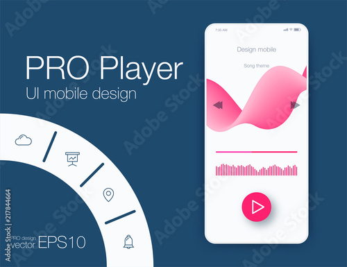 UX audio player templates. Stock vector eps10