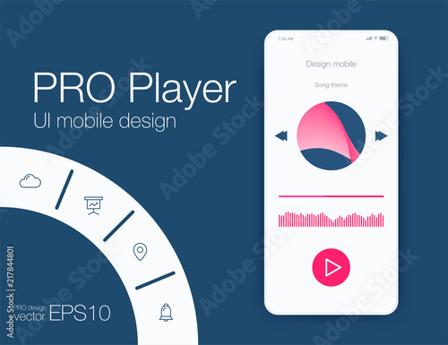 UX audio player templates. Stock vector eps10