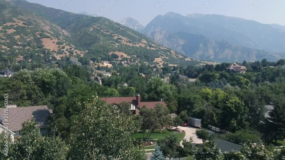 Aerial shot of Wasatch front mountains at the base of Little Cottonwood Canyon Aerial shot of Wasatch front mountains at the base of Little Cottonwood Canyon