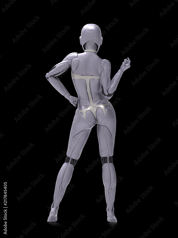 Robotic Cyber Woman is posing 3D Rendering Robotic Cyber Woman is posing 3D Rendering