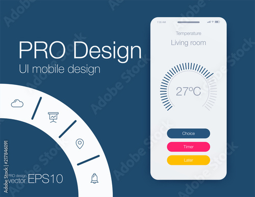 Weather UI. Material Design. Stock Vector illustration