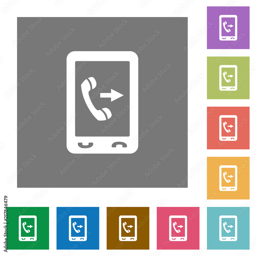 Outgoing mobile call square flat icons