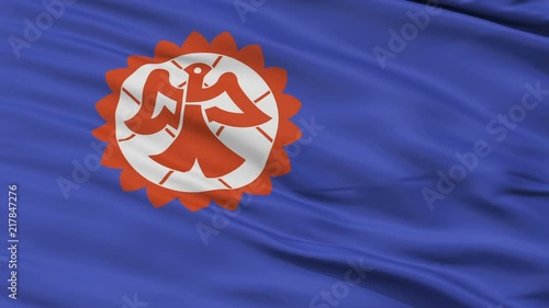 Suita close up flag, Osaka prefecture, realistic animation seamless loop - 10 seconds long photo