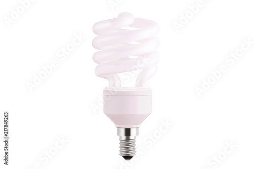 light bulb realistic vector illustration isolated on white background. fluorescent energy saving light bulb in 3d style.