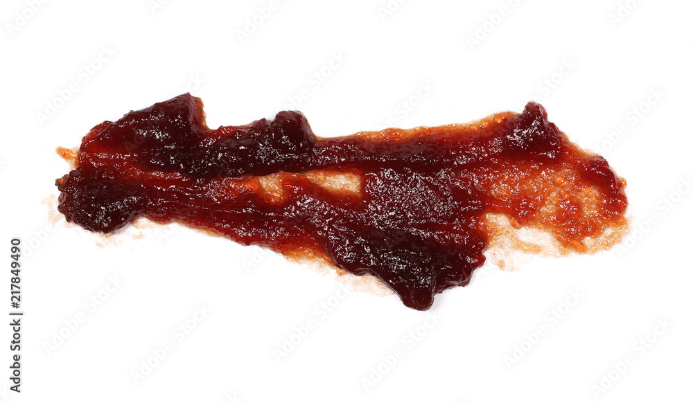 Cherry jam, marmalade isolated on white background and texture, top view Cherry jam, marmalade isolated on white background and texture, top view