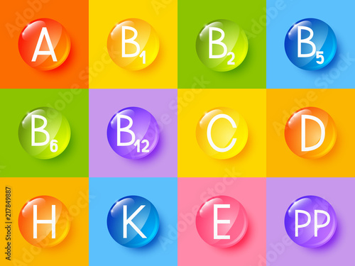 Set of main vitamin icons for Your design