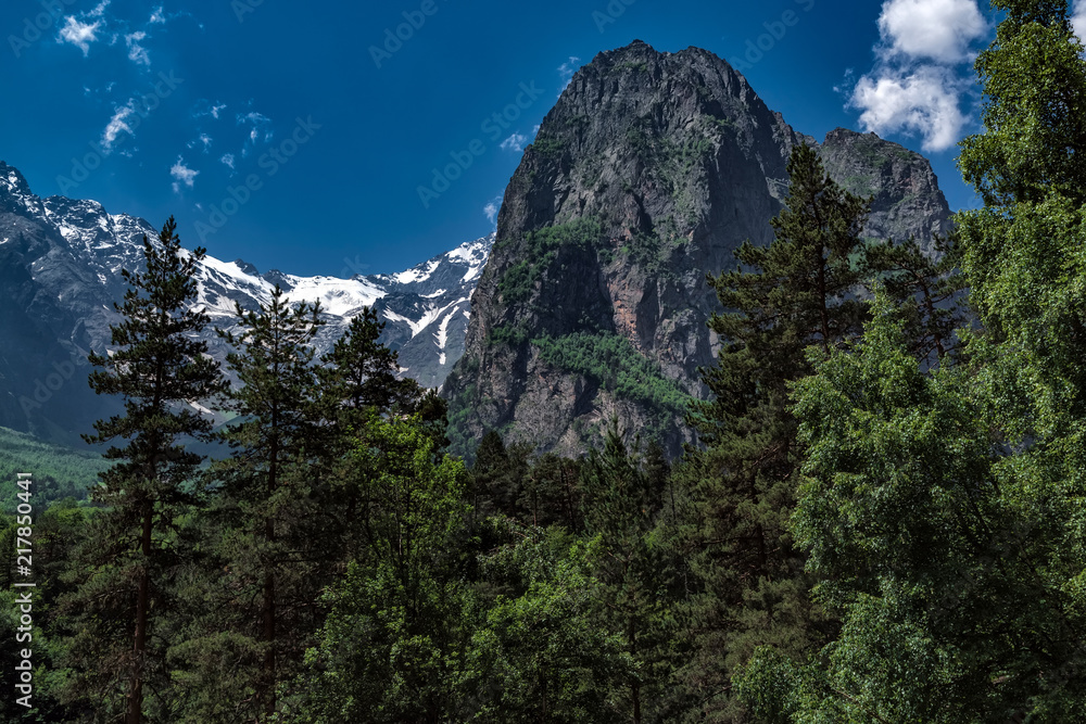 Tsej gorge, mountains of the Caucasus.