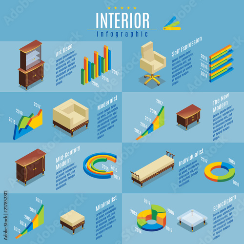 Isometric Hotel Furniture Infographic Concept