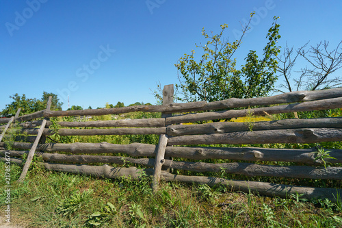 Wooden fence in the village