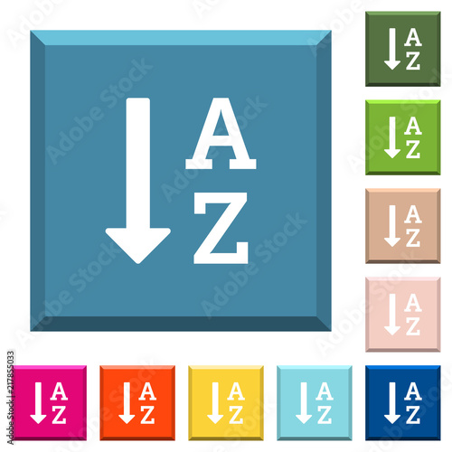 Alphabetically ascending ordered list white icons on edged square buttons