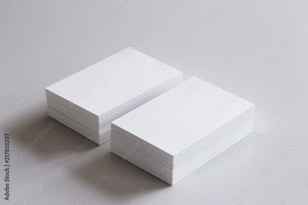 two blank business card stacks two blank business card stacks