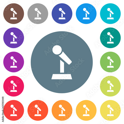 Microphone with stand flat white icons on round color backgrounds