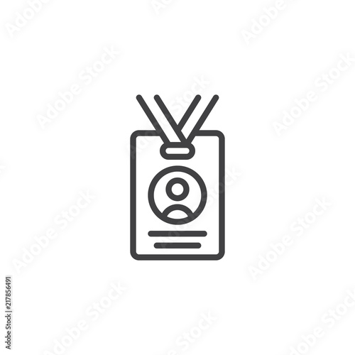 Press card outline icon. linear style sign for mobile concept and web design. Id card badge simple line vector icon. Symbol, logo illustration. Pixel perfect vector graphics