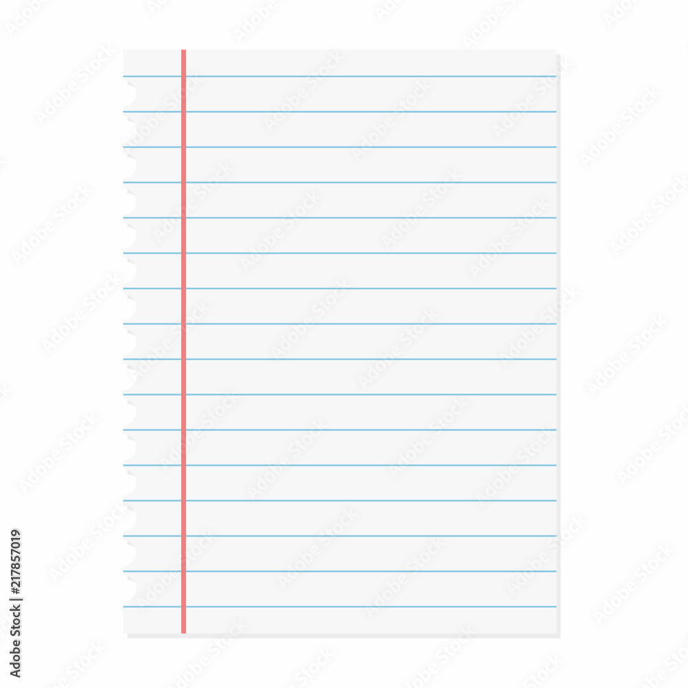 School notebook paper. Blank of note paper. Lined sheet Stock Vector |  Adobe Stock