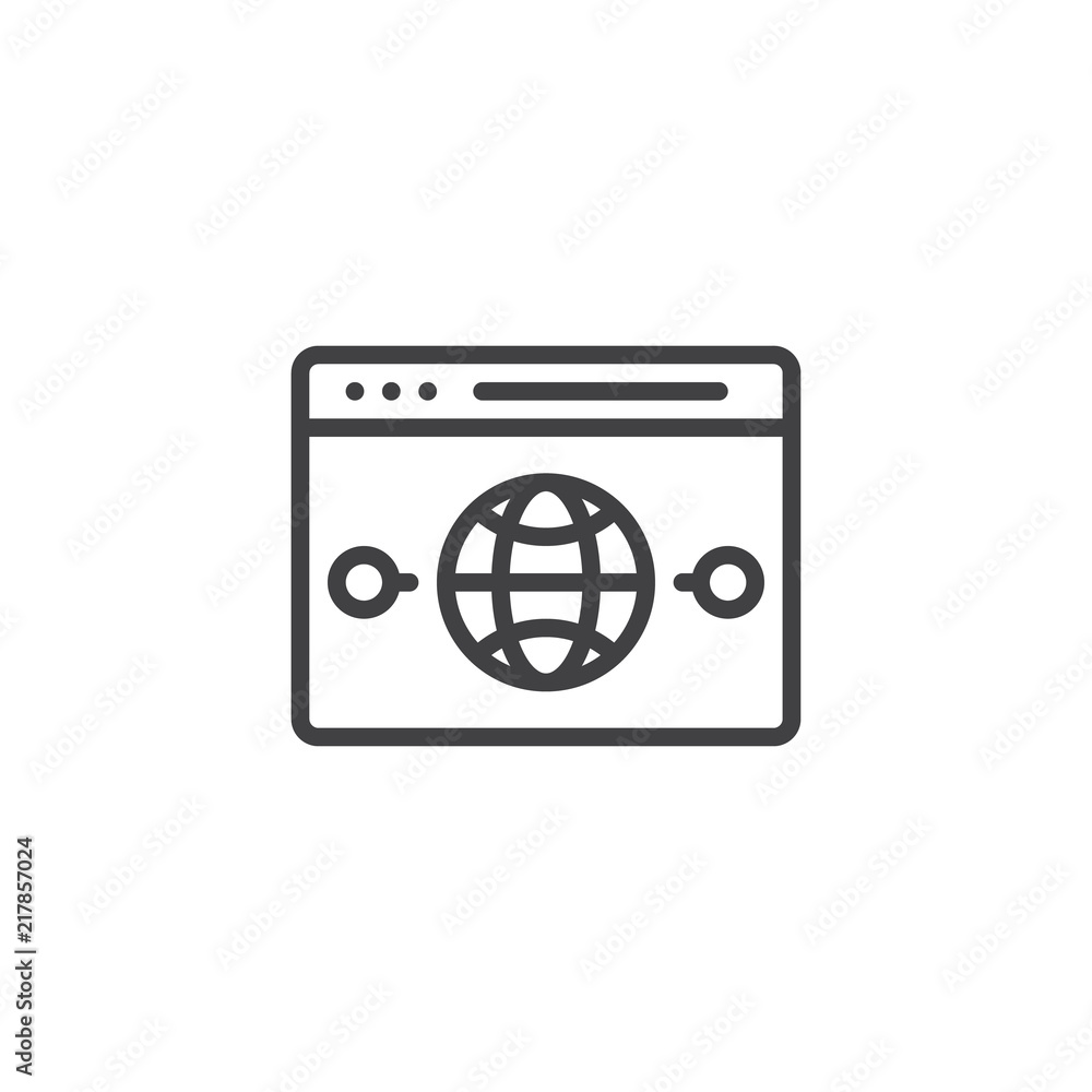 Web news outline icon. linear style sign for mobile concept and web design. Browser page with globe simple line vector icon. Global news symbol, logo illustration. Pixel perfect vector graphics Web news outline icon. linear style sign for mobile concept and web design. Browser page with globe simple line vector icon. Global news symbol, logo illustration. Pixel perfect vector graphics