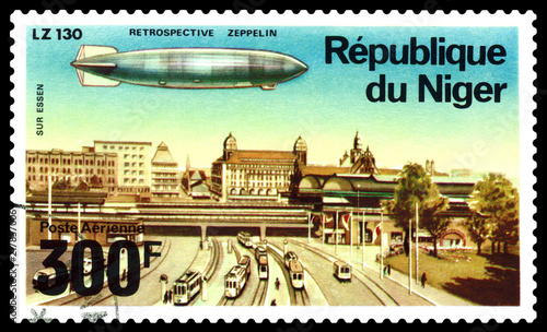 Postage stamp. Airship on Essen. photo