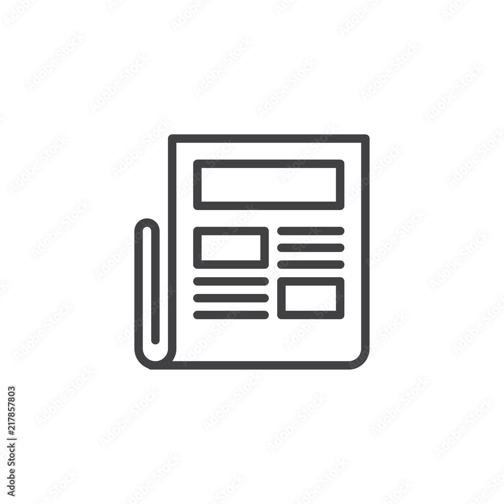 Newspaper outline icon. linear style sign for mobile concept and web design. News simple line vector icon. Symbol, logo illustration. Pixel perfect vector graphics