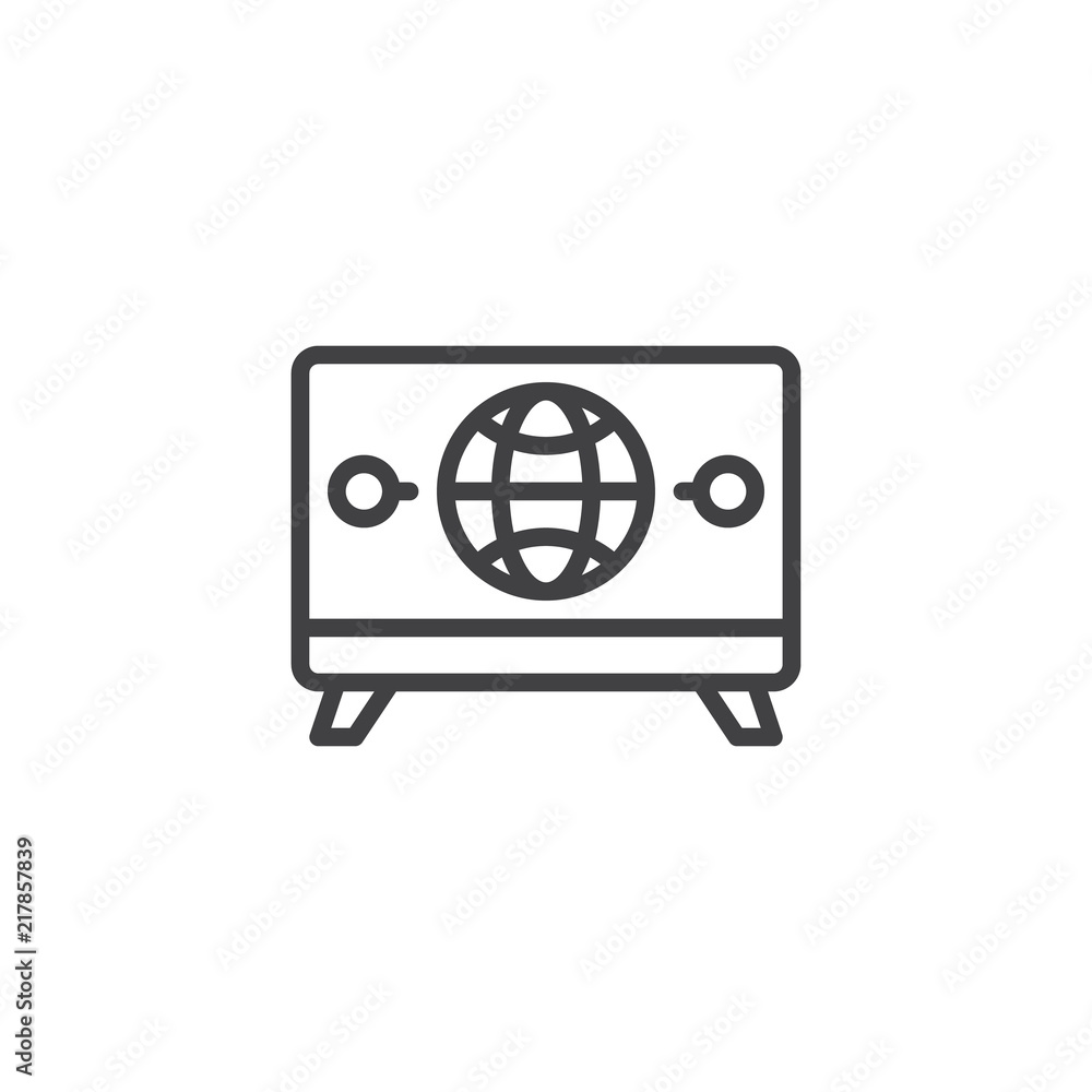 World News outline icon. linear style sign for mobile concept and web design. TV news simple line vector icon. Symbol, logo illustration. Pixel perfect vector graphics World News outline icon. linear style sign for mobile concept and web design. TV news simple line vector icon. Symbol, logo illustration. Pixel perfect vector graphics