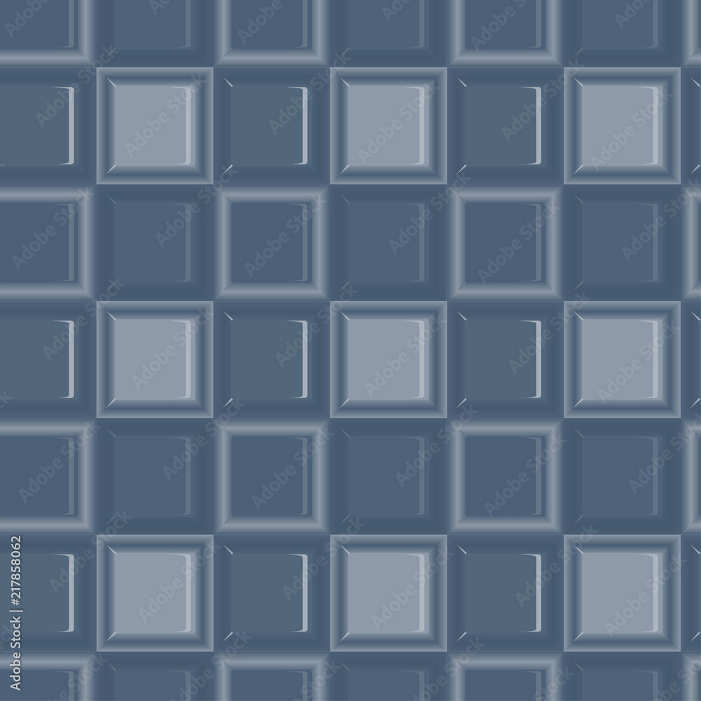 Square colored glass mozaic blue tile seamless vector pattern for wrapping, craft, fabric, wallpaper
