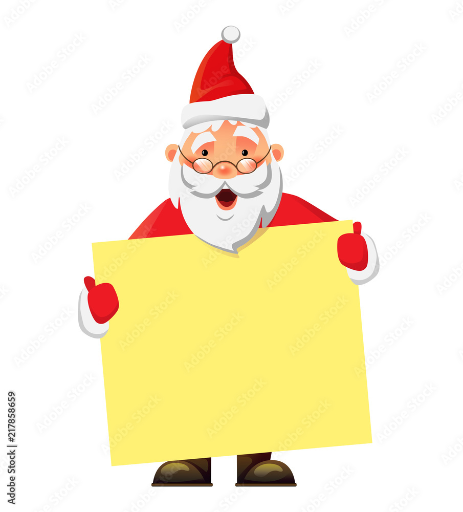 Naklejka premium Santa Claus holding poster